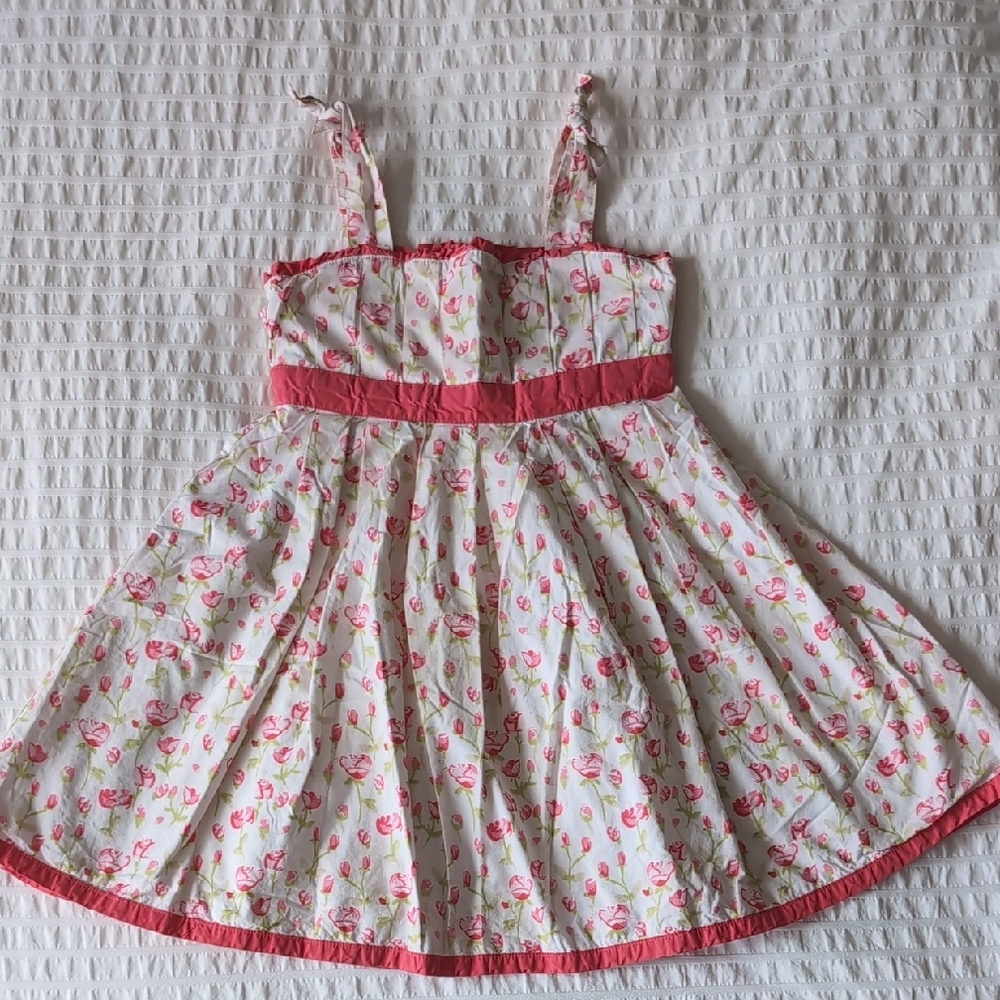 Floral Pink and White Kids Dress